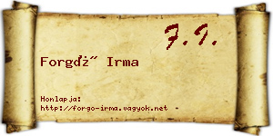 Forgó Irma névjegykártya